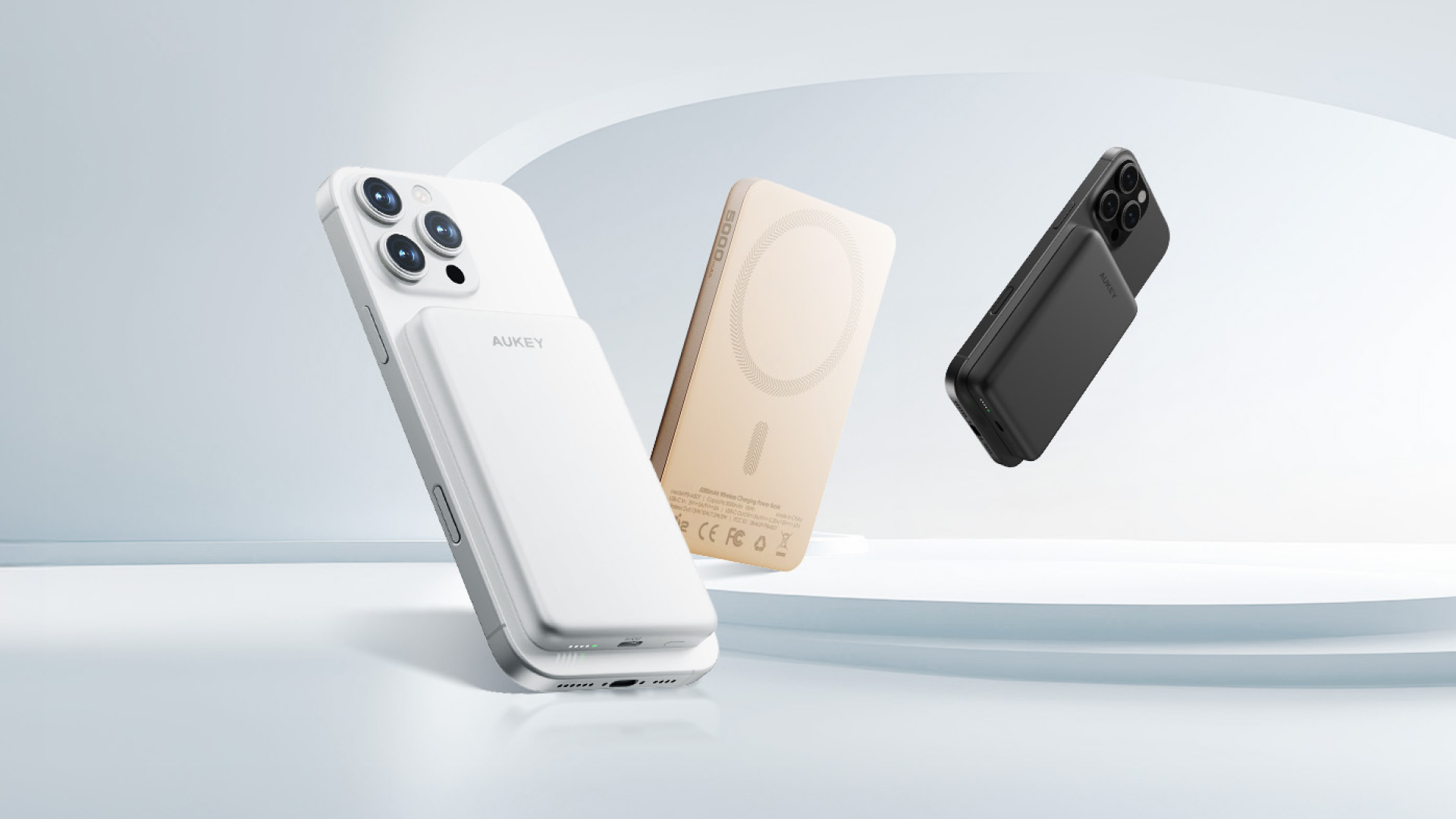 AUKEY MagFusion Qi2磁吸超薄行動電源提供5000mAh與10000mAh兩種容量選擇。圖/智選家提供