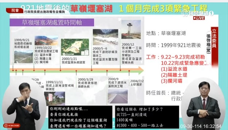 張啓楷質詢時展示的圖表,被行政院長卓榮泰及農業部長陳駿季回應指「頭尾亂接」。(圖/國會頻道)