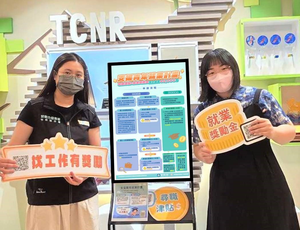 ▲「支援青年就業計畫」,提供尋職津貼與就業獎勵。