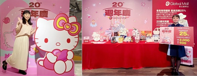 Global Mall新左營車站迎20週年慶 會員回饋最高25% 攜手Hello Kitty推限定周邊