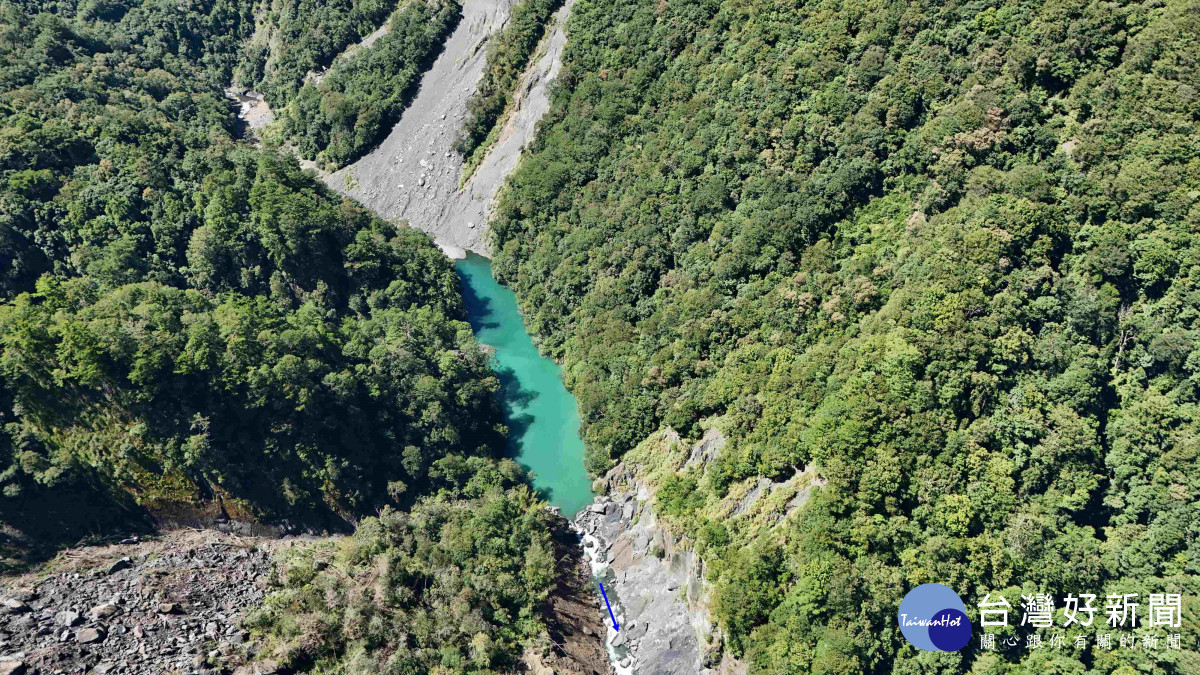 新竹泰崗溪堰塞湖暫無安全疑慮持續監測（林業保育署新竹分署提供）