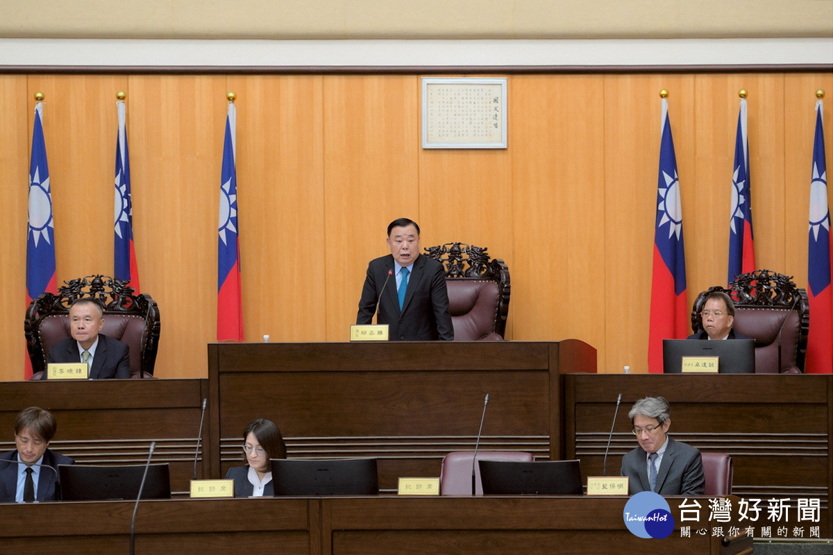 桃園市議會議長邱奕勝於開幕典禮中致詞。<br /><br /> 