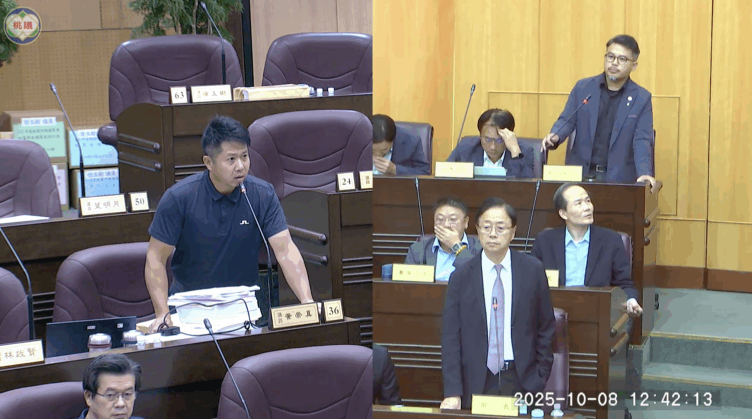桃園市議員黃崇真(左)、桃園市長張善政(下)、桃園市都發局長江南志(右)。