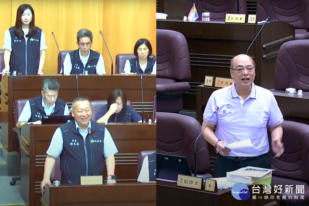 針對蘆竹11公墓遷葬事宜,桃園市議員劉勝全質詢民政局長劉思遠。<br /><br />