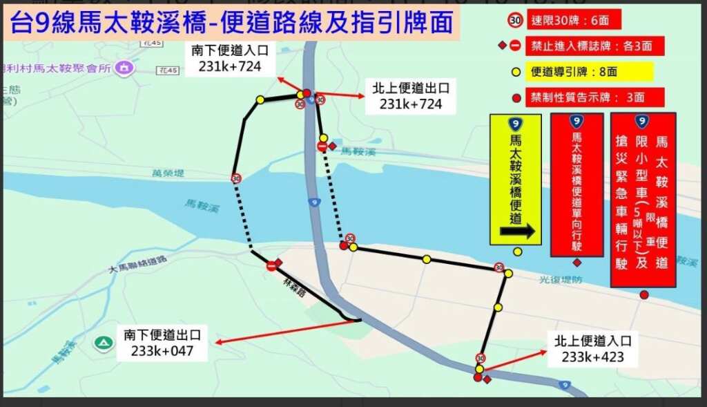 ▲馬太鞍溪橋便道通車,縣道193線自10月11日起取消7時至16時管制規定。