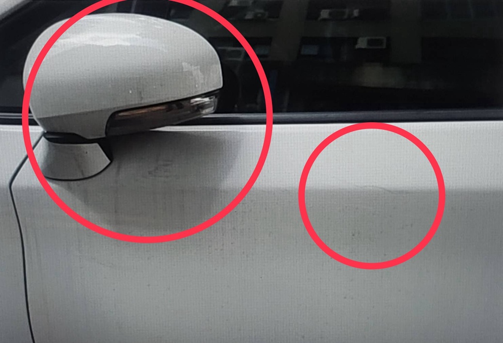 ▲圖說：黃姓車主發現停放路旁愛車右側受損，報警求助                （圖／台中市政府 提供）