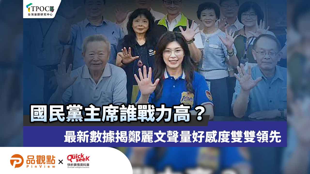 國民黨主席誰戰力高？最新數據揭鄭麗文聲量好感度雙雙領先