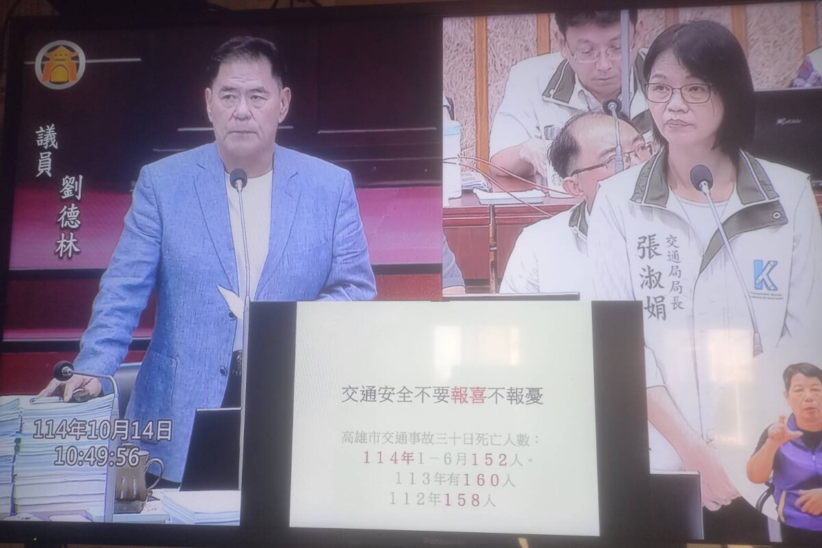 ▲市議員劉德林在議會交通部門質詢,要求交通局要拿出有效妥善對策。(記者 李堂安 翻攝)