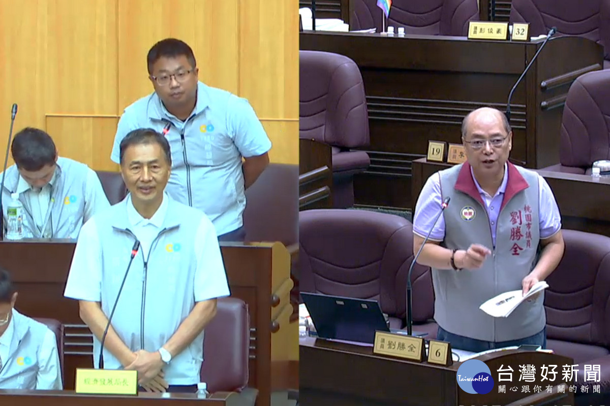 針對爭取輝達到桃園，桃園市議員劉勝全質詢經發局長張誠。
