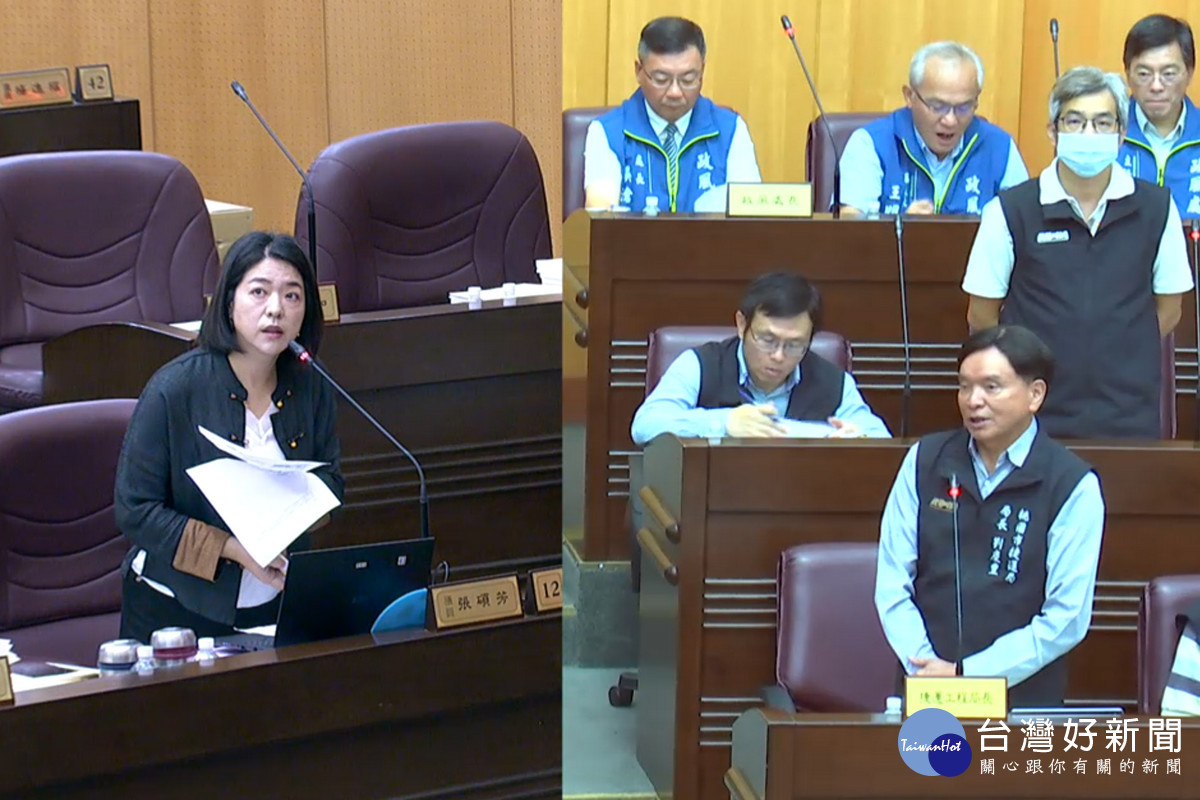 針對「婦幼友善設計」的落實,桃園市議員張碩芳質詢捷工局長劉慶豐。