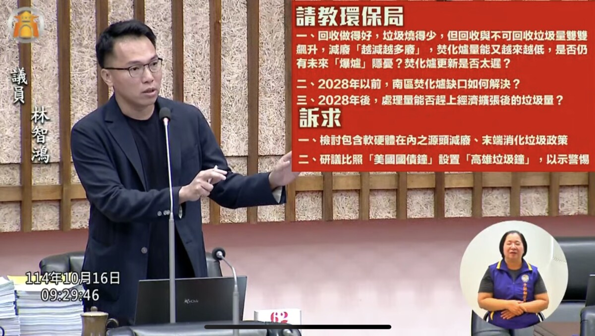 ▲高雄市議員林智鴻建議高市府，比照美國「國債鐘」設計「高雄垃圾鐘」，正視有關問題。（記者 李堂安 翻攝）