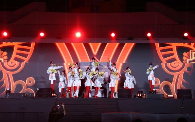 ▲全國運系列活動之「雲林績優藝術團隊聯合展演」15日晚間在雲林縣立田徑場隆重登場。