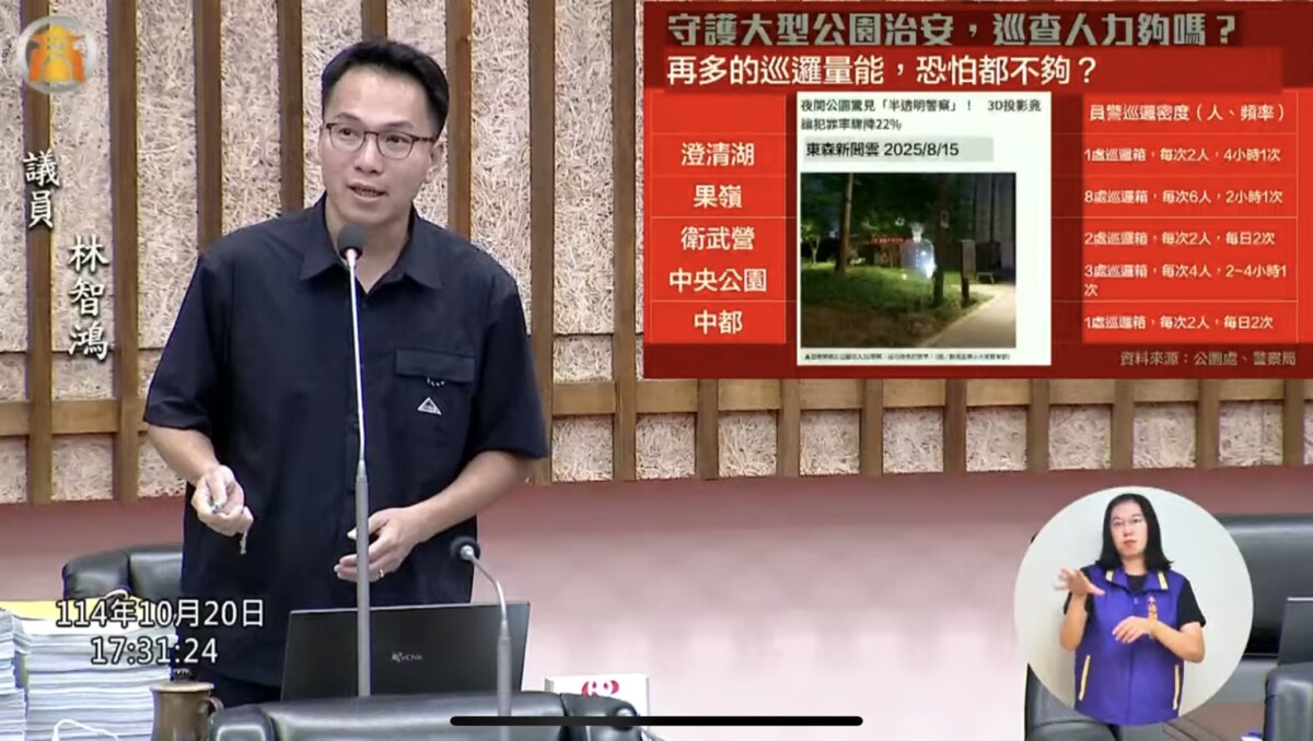 ▲針對大型公園急救量能,林智鴻指應增設AED設置。(記者 李堂安 翻攝)