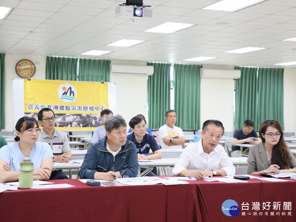 行政院召開非洲豬瘟災害應變中心視訊工作會議，嘉義縣長翁章梁報告嘉義縣的防疫作為／嘉義縣府提供