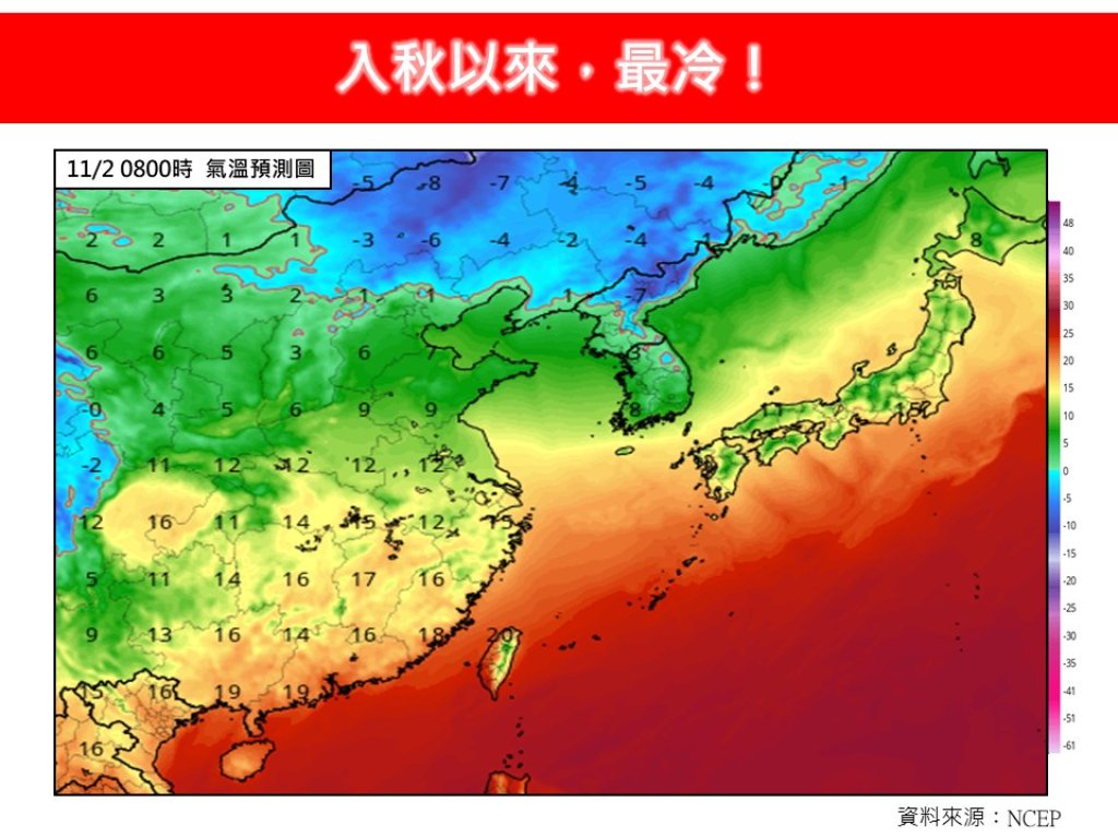 入秋最冷來襲!冷空氣報到-北部、東北部低溫恐探20度