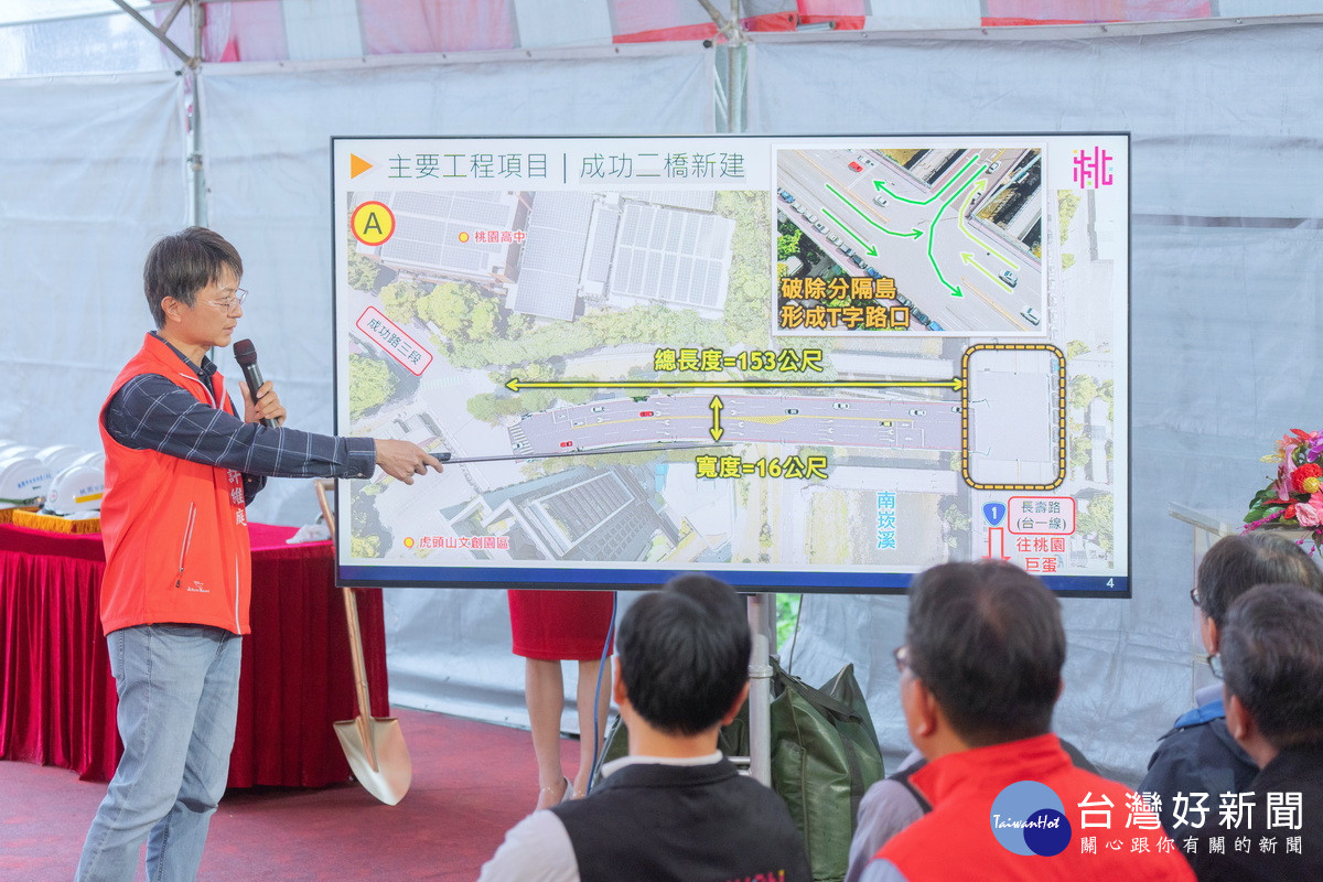 桃園市長張善政聽取「桃園區成功二橋新建工程暨成功路五叉路口改善工程」簡報。<br /><br /> 