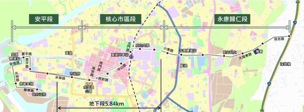 ▲南市捷運綠線路線圖。