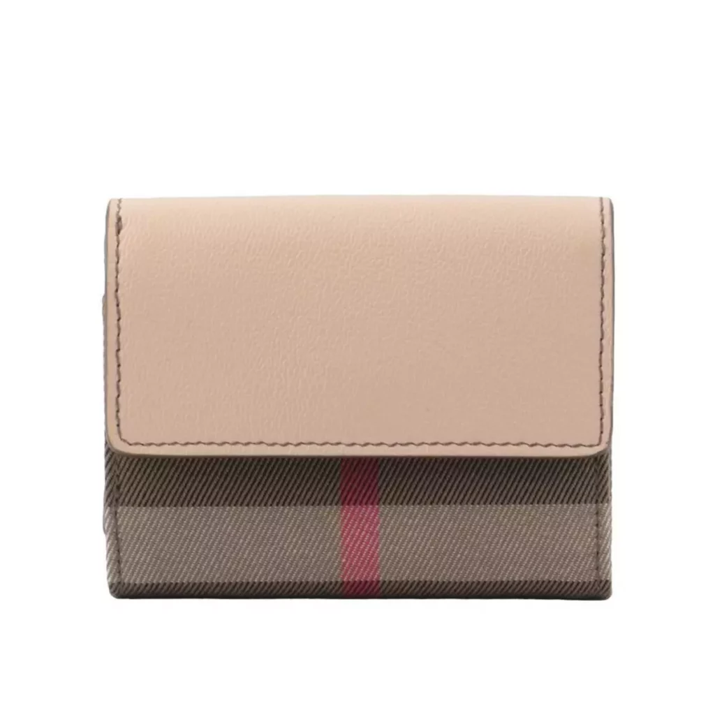 _BURBERRY Lancaster 牛皮及帆布格紋三折短夾 原價 $26,000 優惠價 $11,111
