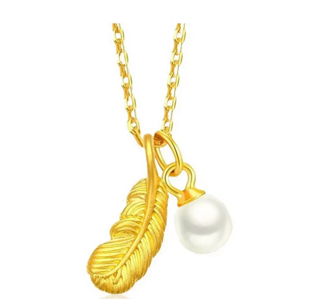 Prisme Gold黃金項鍊 羽毛珍珠 鍊墜項鍊 原價 $3,980 優惠價 $1,111