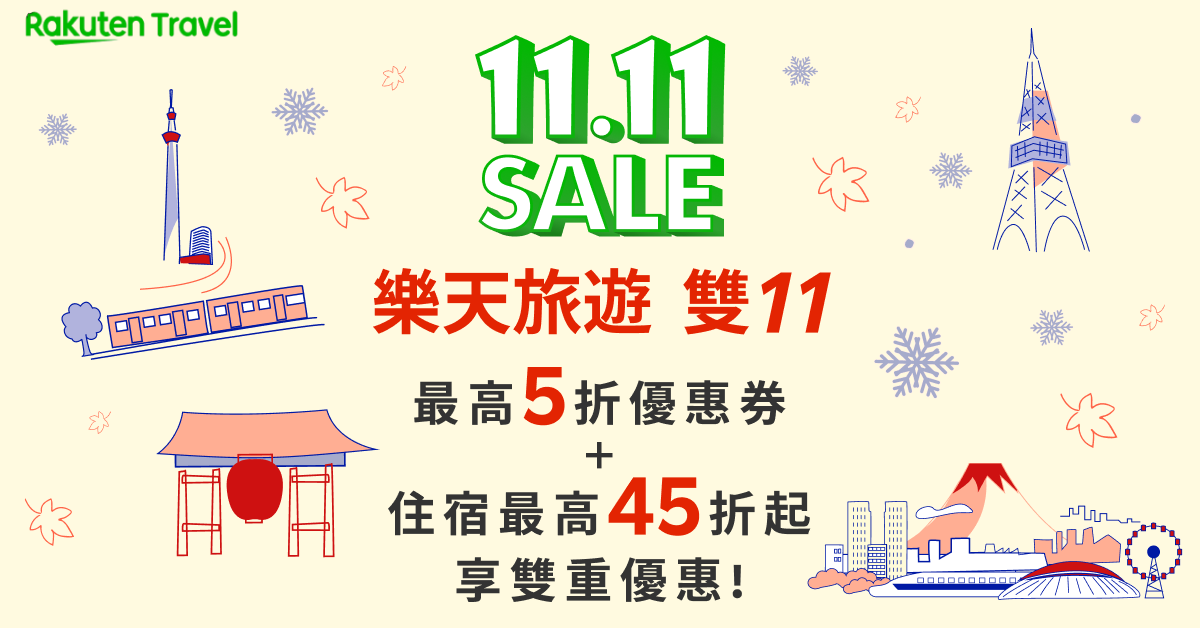 樂天旅遊雙11登場　1111 張優惠券限時開搶