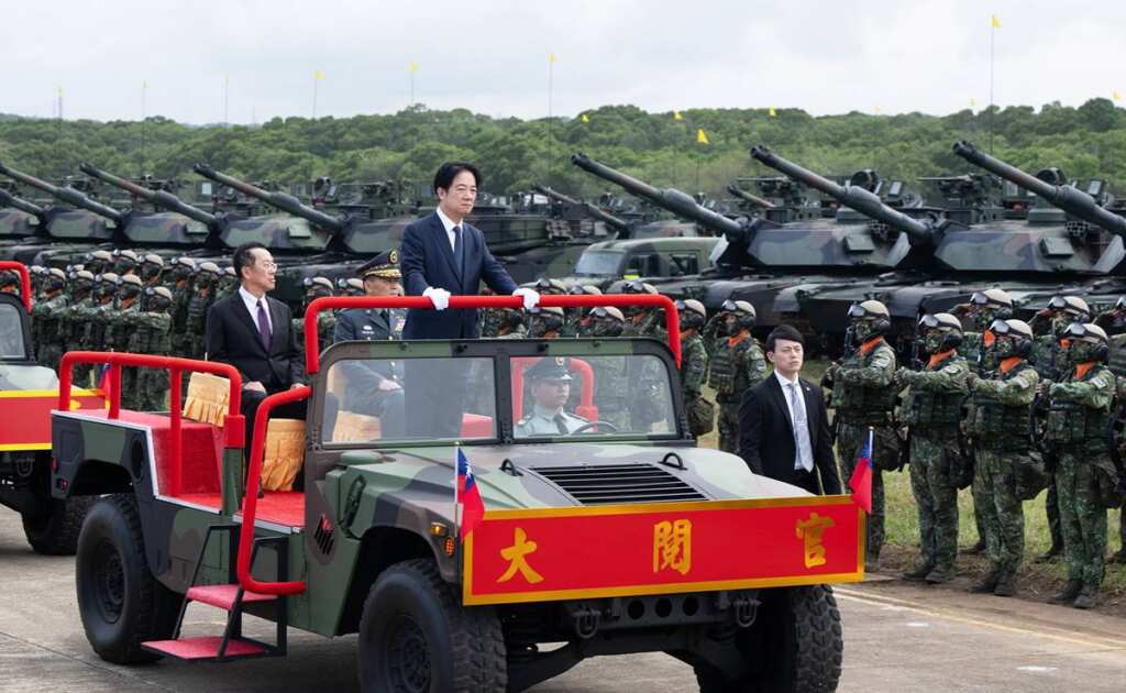 ▲總統主持「陸軍裝甲第五八四旅M1A2T戰車成軍典禮」展現國軍「新裝備、新科技」重要里程碑。