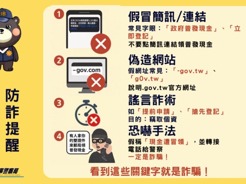 圖文：中市刑大：普發現金一萬元在即 中央地方聯手防詐、打詐成果有目共睹。