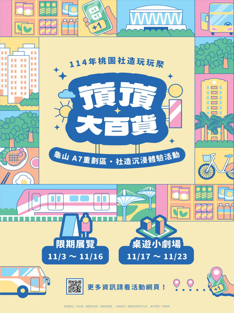 桃園社造玩玩聚嵿嵿大百貨活動主視覺。