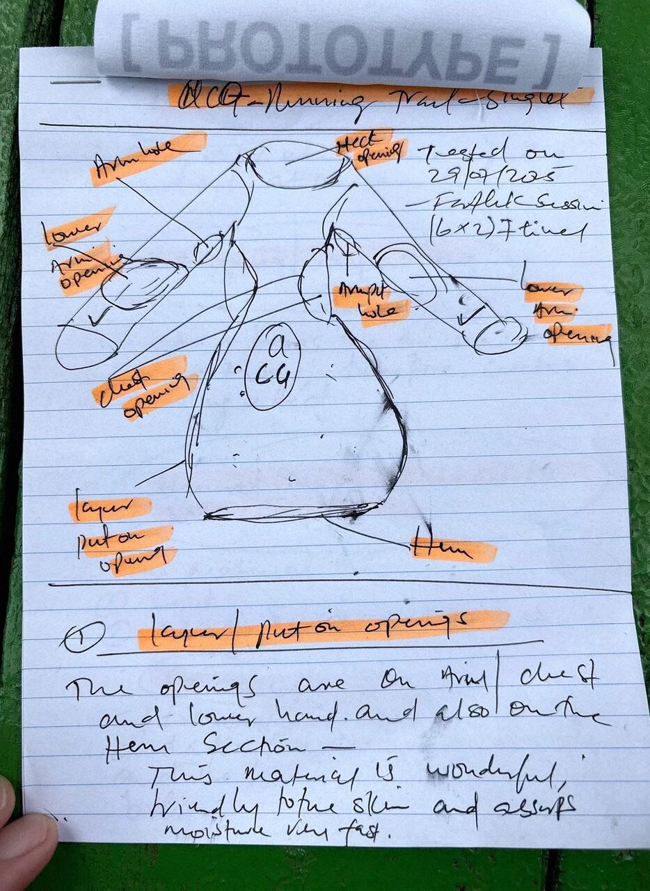 Eliud Kipchoge的筆記常常兼做訓練日誌，他會將測試裝備與當天的訓練內容合併起來進行記錄