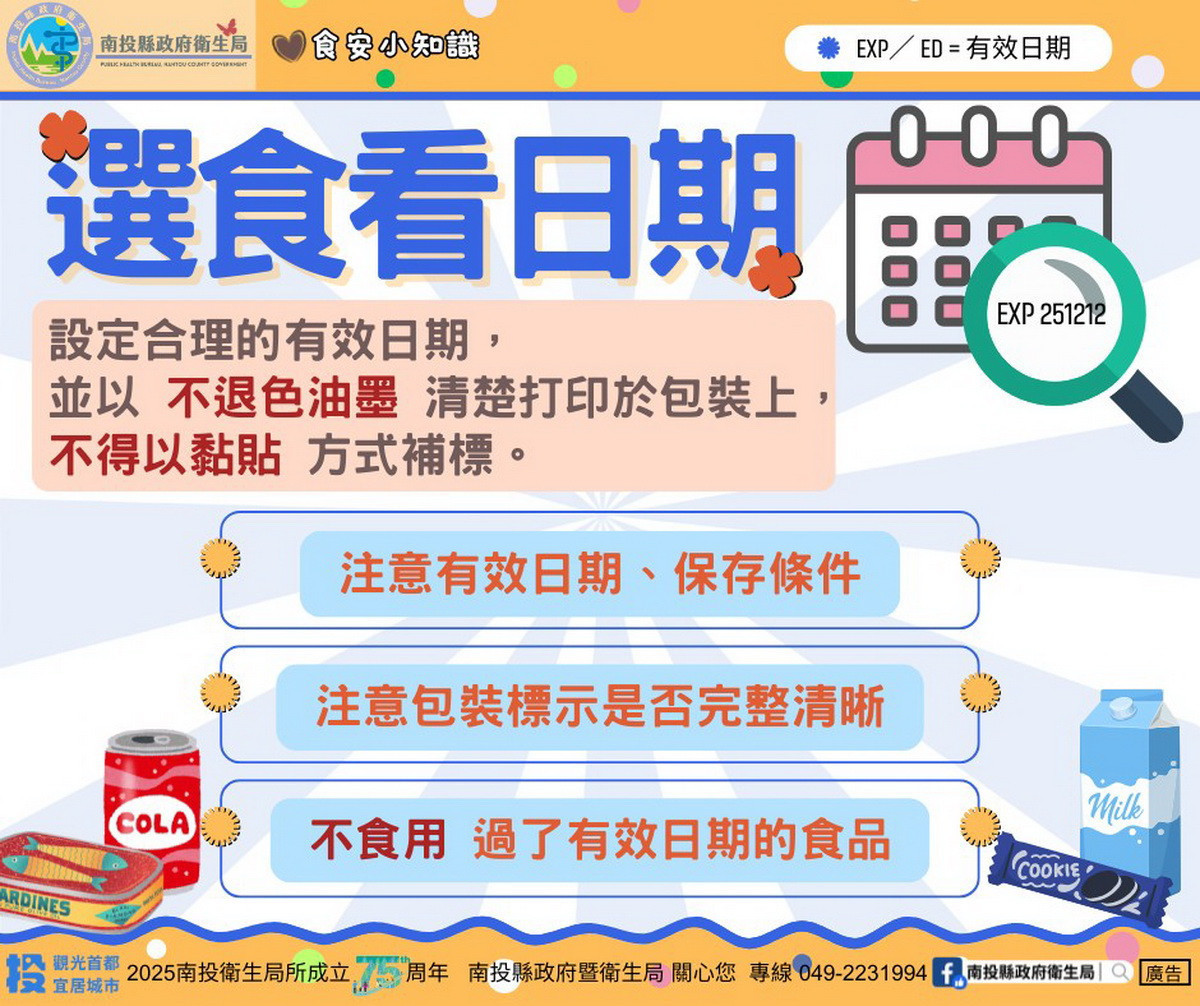 衛生局提醒買食品注意標示。（衛生局提供）