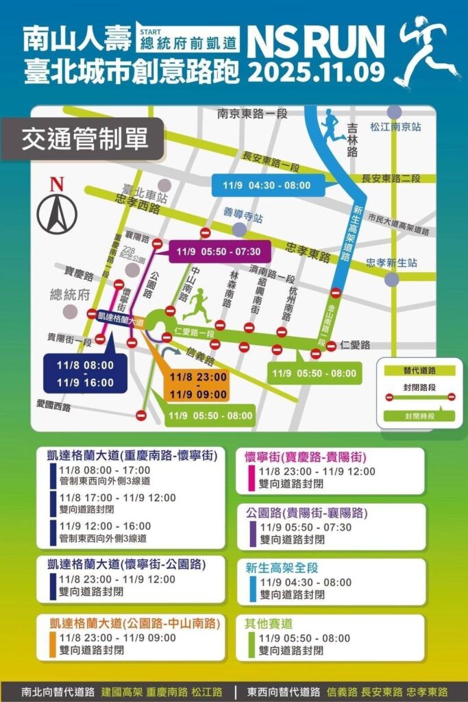2025南山人壽臺北城市創意路跑 週日登場 相關交通管制措施 請用路人提前改道行駛 31 1762419558486