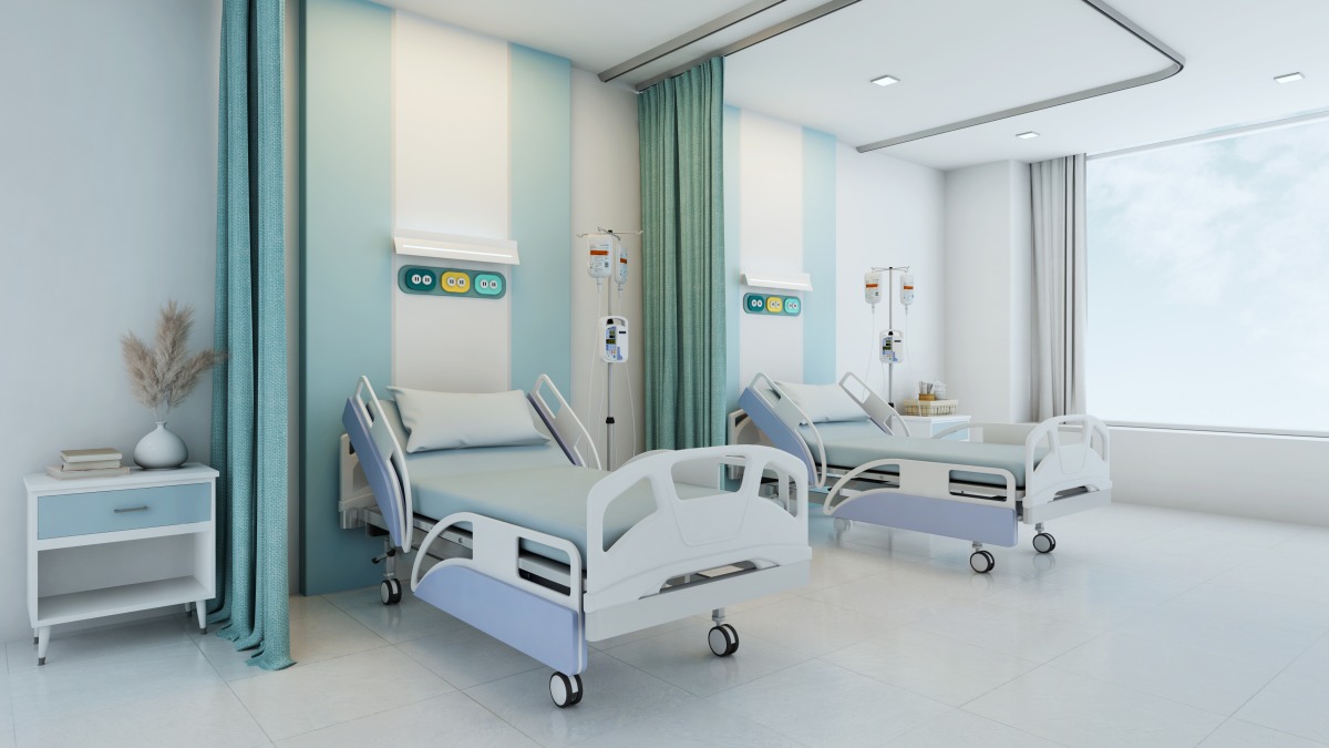 hospital recovery room with beds