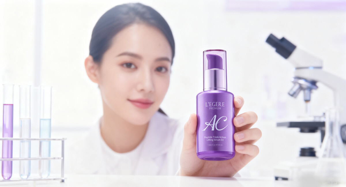 韓國黑科技AC肽三效精華,顛覆傳統早C晚A的使用侷限,讓使用者保養輕鬆 (圖/蘭吉兒提供)