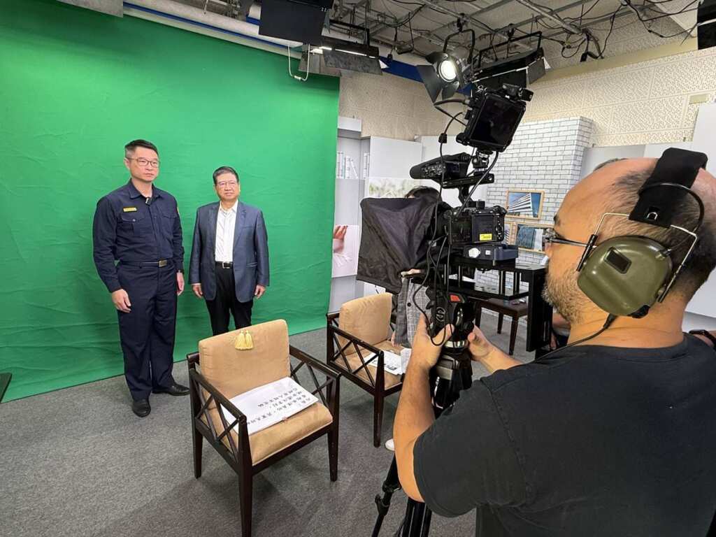▲新竹縣政府錄製防詐宣導短片,由縣長楊文科與警察局長林建隆親自上陣,提醒民眾保持警覺,謹防各類「假普發」詐騙手法。