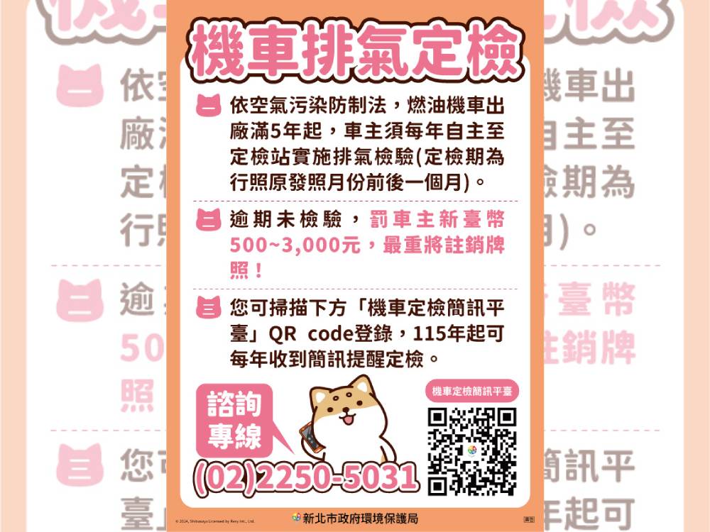 機車定檢通知全面E化 新北市明年起改傳簡訊 214 cnews124251106a05