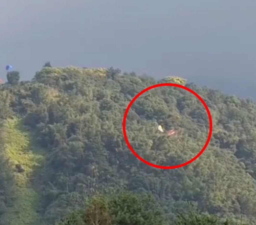 埔里飛行傘「空中擦撞」驚險墜林 網友驚呼:連天上都有三寶!