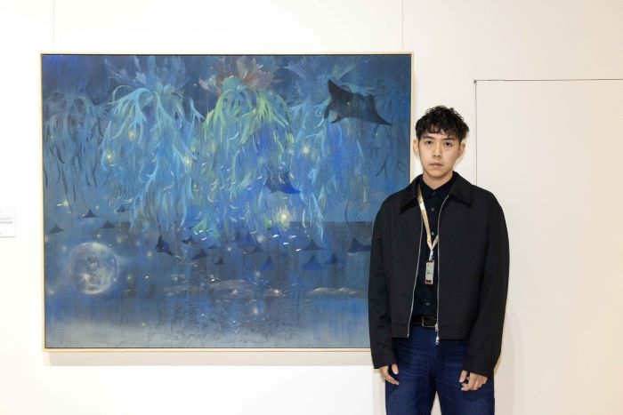 傳統與創新交融 新北市美展導入語音導覽與App互動 31 《圖說》膠彩類第一名賴楚穎〈夢外之地〉。《圖說》