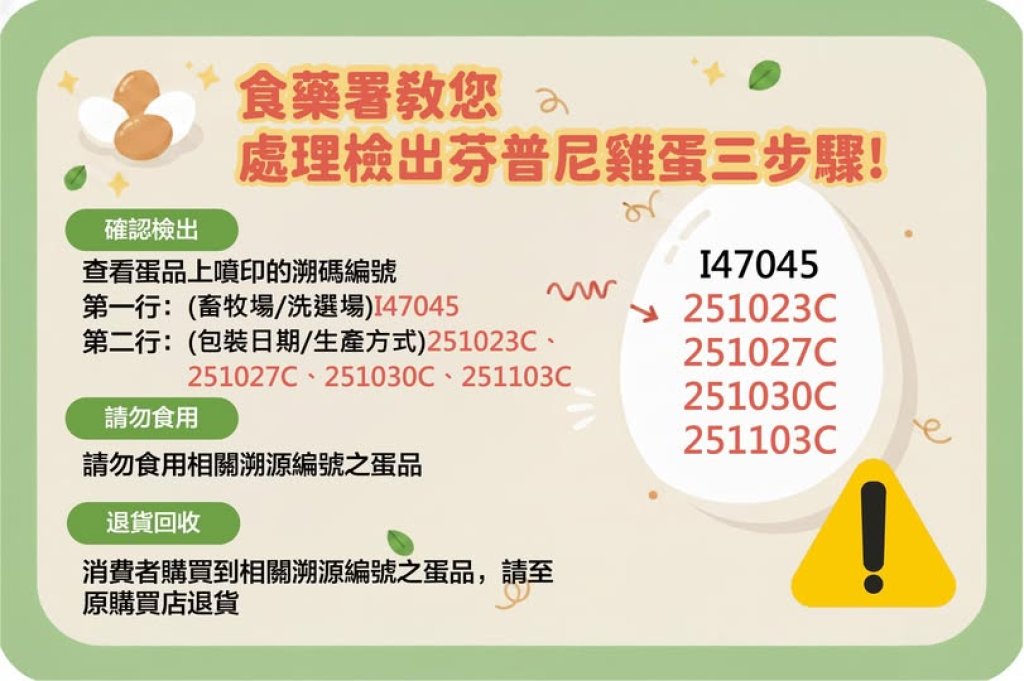 雞蛋驚爆農藥殘留!9品項急下架 民眾注意「i47045」開頭溯源碼