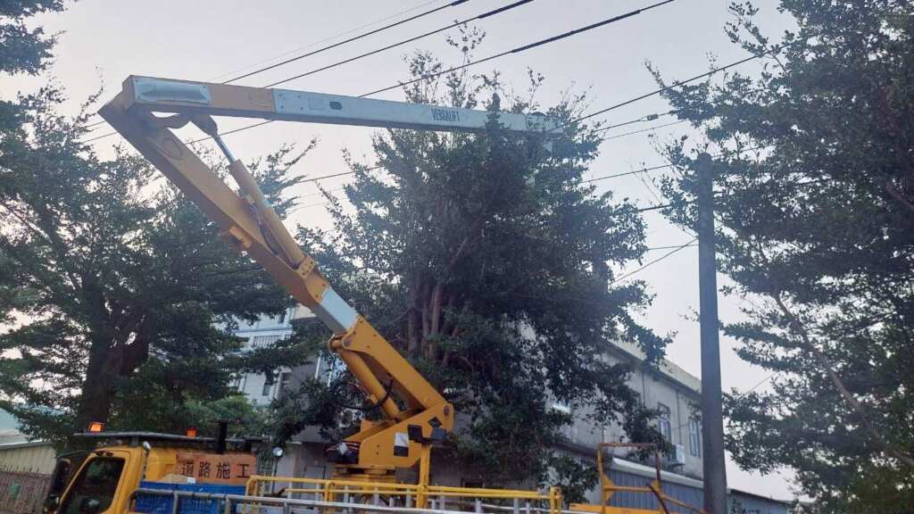 ▲臨近線路樹木修剪,避免樹木倒斷影響供電。(圖/台電彰化區處提供)