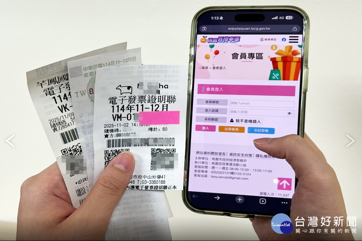 「普發一萬  桃園百倍奉還」活動開跑，11/13官網全面開放登錄。