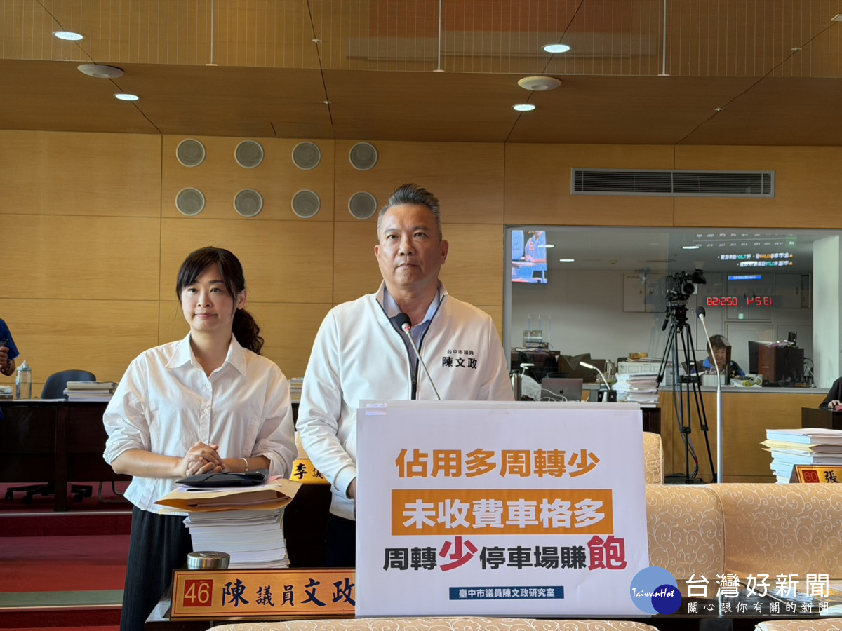 市區畫車格卻不收費 陳文政議員批長期佔用0周轉率