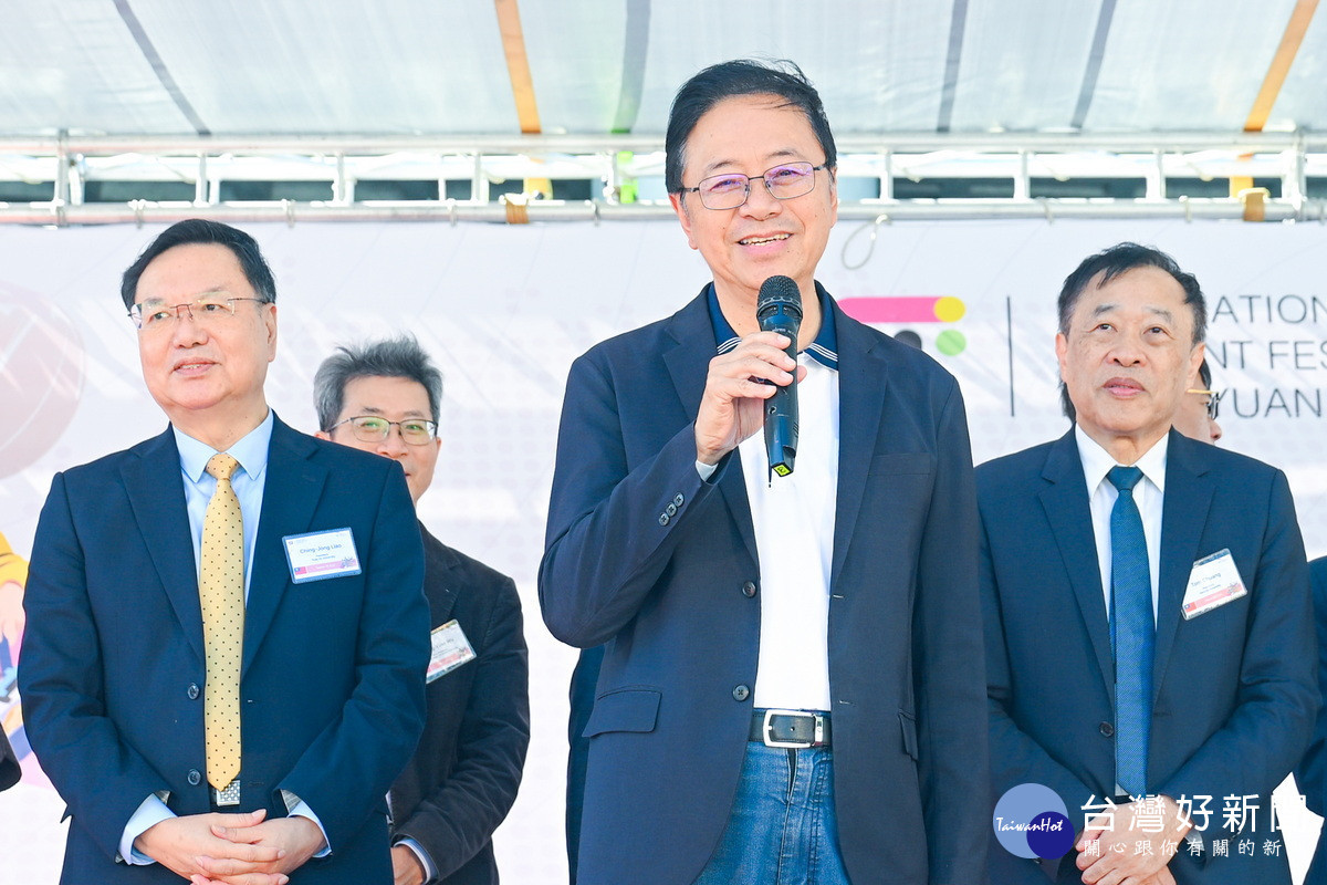 桃園市長張善政於「桃園國際學生節」活動中致詞。<br /><br />