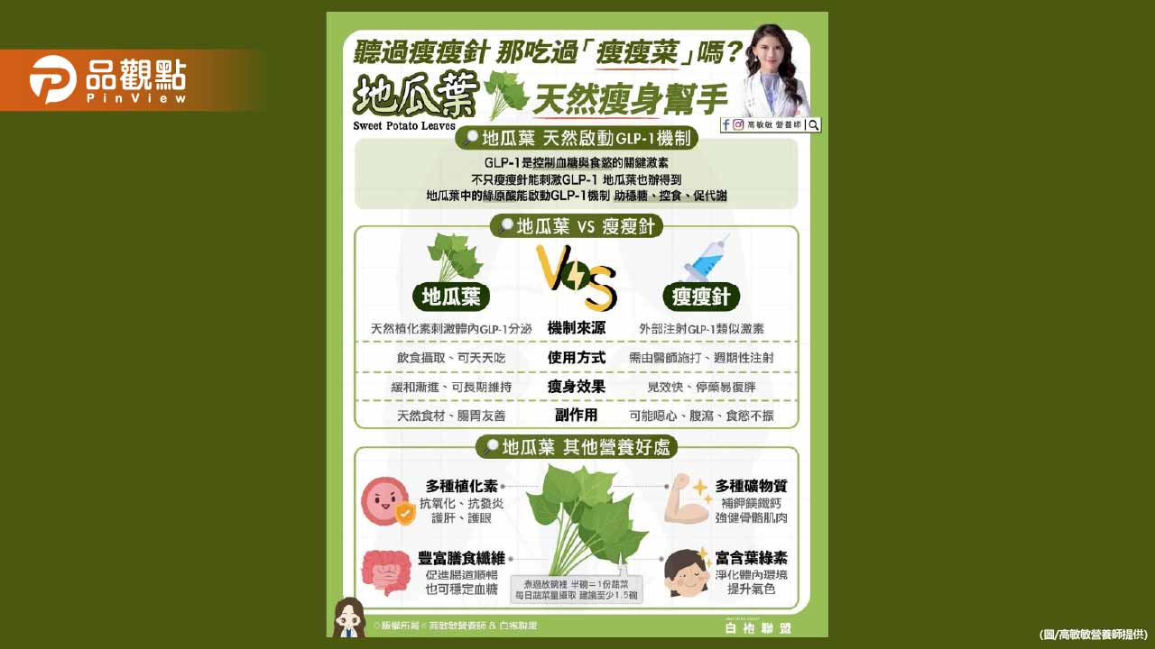 大家有吃過瘦瘦菜嗎?就是我們日常餐桌上的地瓜葉 天然的瘦身幫手
