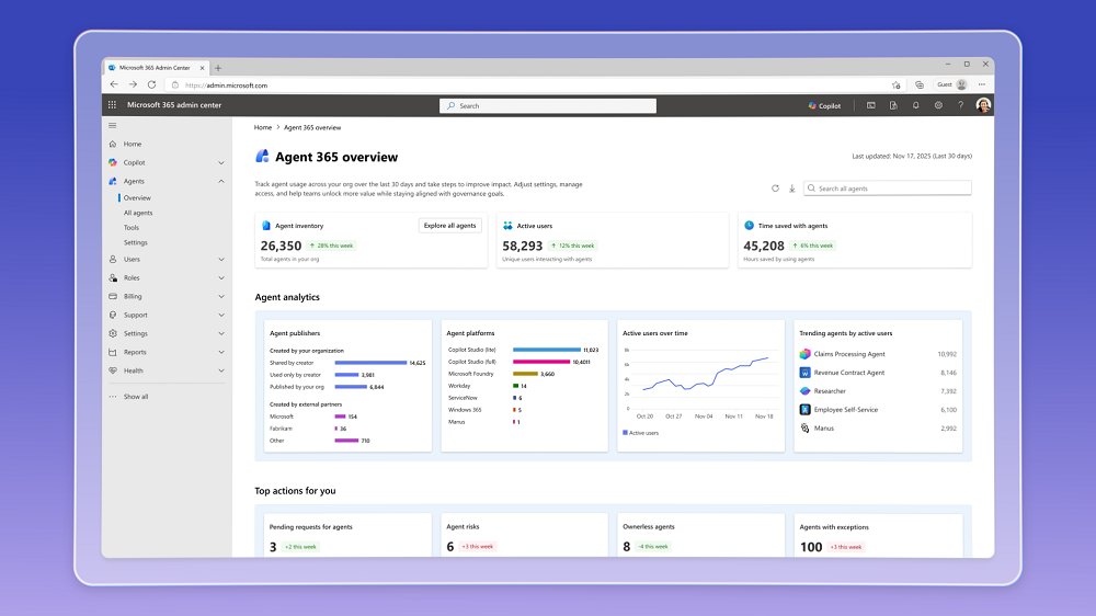 全新的 Microsoft Agent 365 讓企業能夠觀測、管理並保護其 AI Agents,不論這些 AI Agents 是以微軟平台、開源框架或第三方平台所建構。