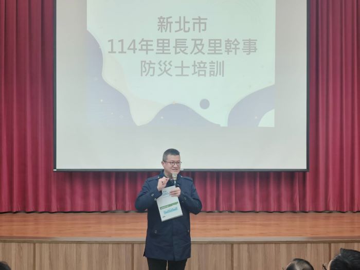 《圖說》內政部政務次長馬士元表示，氣候變遷使極端天候日趨頻繁，豪雨、地震及土石流等災害往往在短時間內影響社區安全。〈消防局提供〉