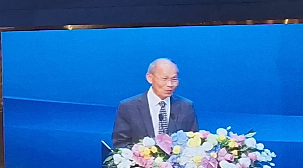 中國國民黨前副主席、前代理主席林政籲臺灣企業能參與廣西AI佈局。(圖/記者黃采蓮拍攝)