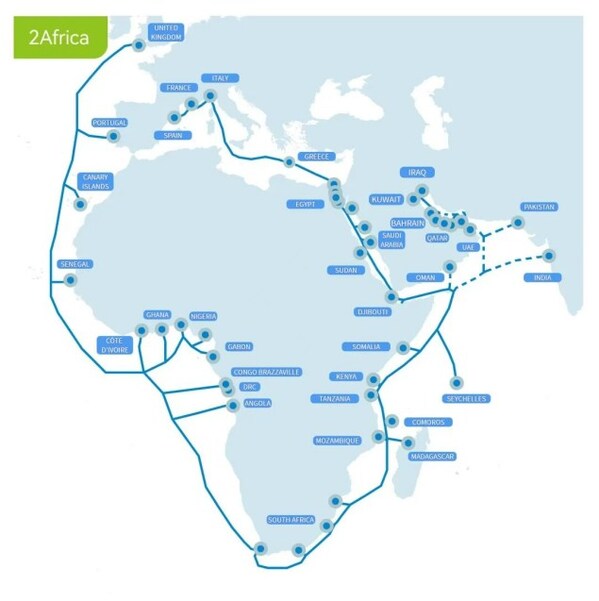 2Africa海纜主幹系統完工。