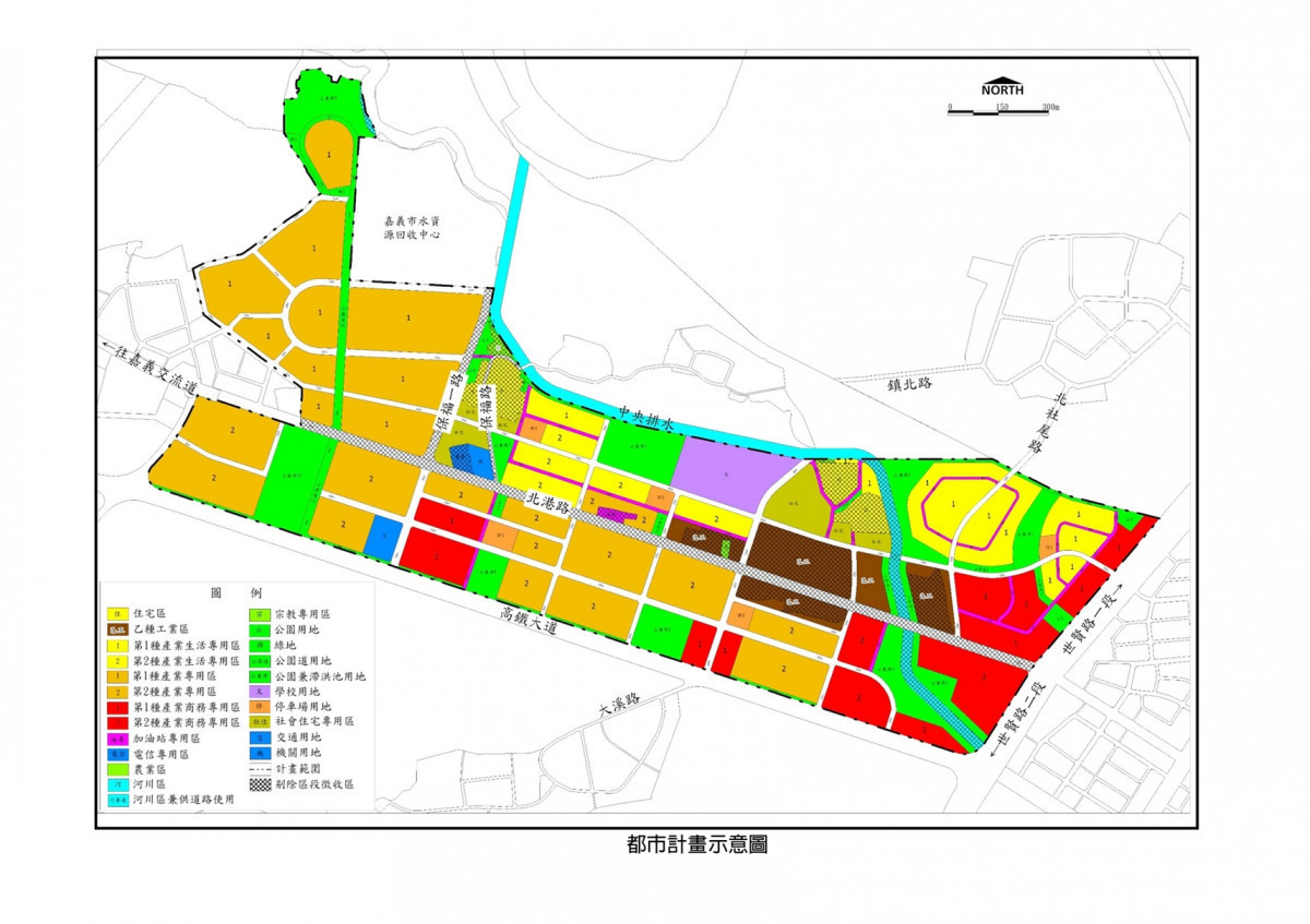 嘉義市北港路兩側土地產業發展專區細部計畫示意圖/嘉義市府提供