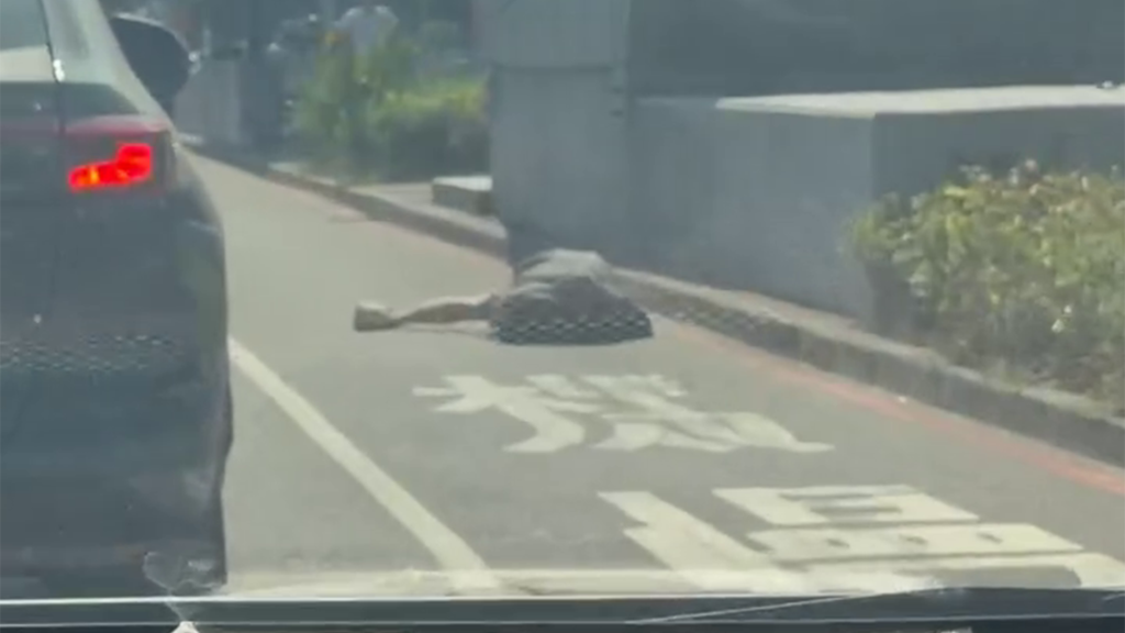 獨/影/台南女「癱軟躺馬路」嚇壞!友人慌急拉上車失敗 民眾看傻紛紛閃避