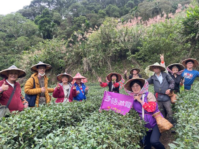 《圖說》「茶山手語導覽」活動透過走訪茶園的設計，讓聽障朋友能以多重感官體驗茶文化。〈文化局提供〉