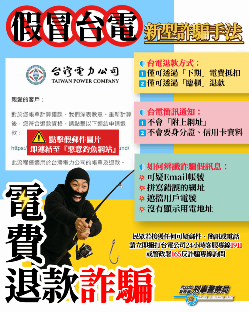 刑事警察局提醒 假冒台電 電費退款 詐騙再現 請民眾切勿點擊不明連結 42 %E5%AE%A3%E5%B0%8E%E5%9C%96